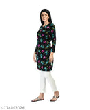 IndiWeaves women's digital printed velvet three-quarter sleeve kurti for winters (M: 36x36, L: 38x38, XL: 40x39, XXL: 42x40) - vibrant floral print, versatile winter wear
