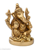 Brass Ganesh statue, exquisite Indian spiritual decor, 2.5"x2"x3.5", divine Ganesh Ji idol