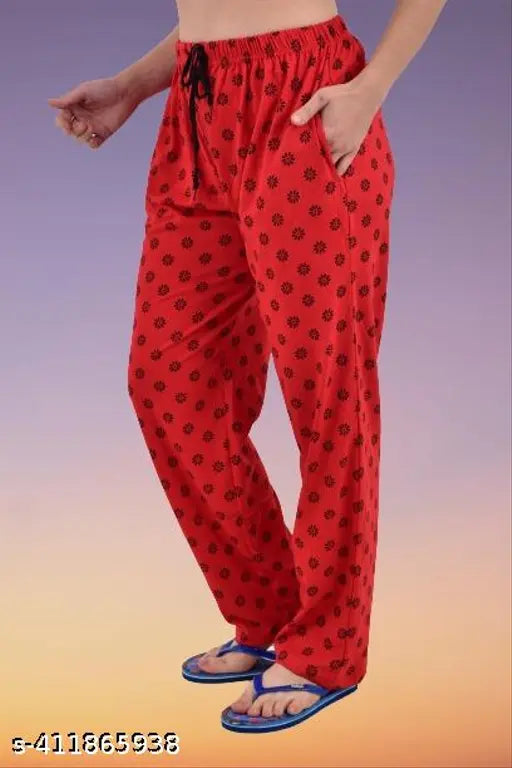 Red cotton maxi pyjama for women - trendy, comfy, and cheerful fashion sleepwear
