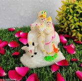 Oxide Metal Radium Radha Krishna with Cow Glow-in-Dark for Showpiece, Indian home decor (6 pcs)