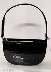 Black synthetic slingbag, lightweight size shaping design, single compartment, short shoulder handle