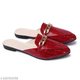Synthetic cherry sandals for girls & women, embellished slip-ons - Strasse Paris, Indian footwear fashion