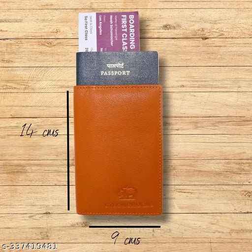 Genuine leather passport cover, brown or black, high-quality men and women's wallet with coin pocket, RFID blocking, slim fit design