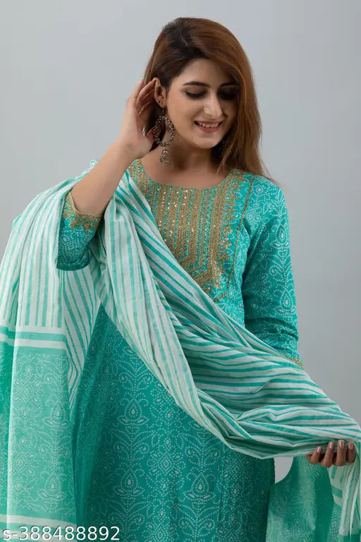 Lightweight luxury aqua blue cotton dupatta set for all-day ease - breathable brilliance, pure cotton for endless versatility, Indian origin