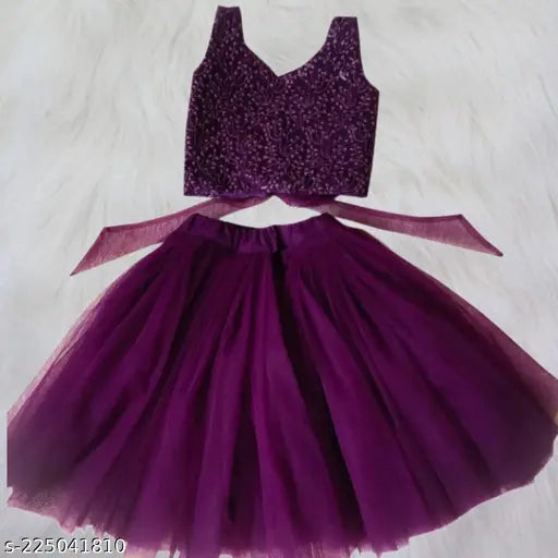 Shoryam Fashion cotton silk & net embroidered crop top with lehenga, Indian ethnic wear for 2-6 years