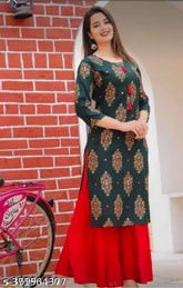 Rayon three-quarter sleeve printed combo top Prachi2, Indian fashion for women S-XXXL