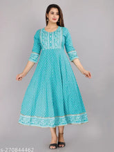 Peach rayon anarkali kurti, printed combo, three-quarter sleeves, Indian fashion clothing on hanger