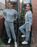 Women's stylish wool night suit set - solid color, long sleeve pyjamas in S/M/L/XL sizes