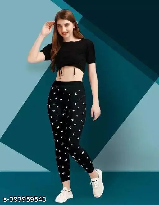 Women's printed cotton blend jeggings combo pack (26-34, free size), colorful patterned activewear for casual wear