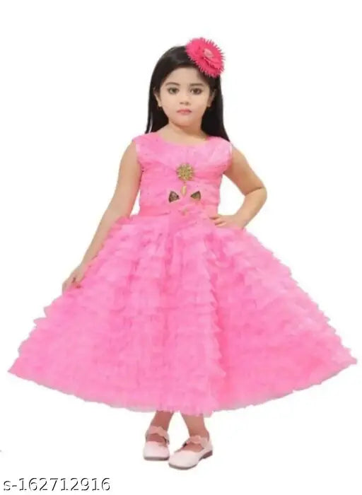 Embellished net kid's fancy dress, three-quarter sleeves, 6-9 months to 2-3 years, India origin