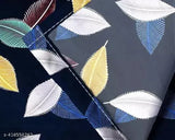 Navy Blue 100% Cotton Fitted Queen Size Bedsheet with Pillow Covers, botanical print