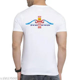 White polyester Khatu Shyam unisex T-shirt 130gsm, printed design on half sleeves