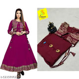 Rayon embellished refined kurti, three-quarter sleeves, Indian fashion apparel