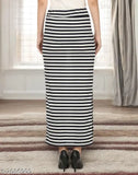 Blue striped cotton blend A-line skirt for women's casual or party wear, originating from India