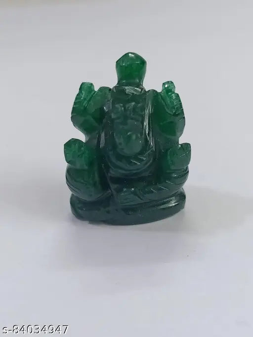 Green quartz crystal Ganpati idol, 16mmx20mmx30mm, natural gemstone figurine from India
