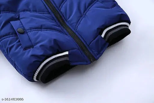 Blue and white colorblocked polyester long sleeve jacket for boys, Pack of 1 for toddlers and kids clothing