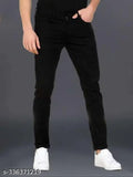 Black cotton blend lycra pants for men - Stylish, comfortable office wear trousers on lowest prices