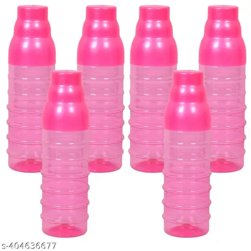 Pink 1000ml glass water bottle pack of 6, ideal for office and school use