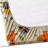 Yellow microfibre double bed sheet set, kids giraffe theme, 200TC premium cotton, includes 2 king size pillow covers