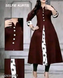 Maroon cotton Selfy top with three-quarter sleeves, solid color, women's fashion from India