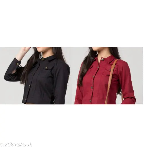 Denim jackets set for kids girls, fashionable and stylish, solid pattern, perfect for 10-16 years, made in India