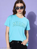 Dillinger Blue typographic boxy cotton t-shirt, short sleeves, printed pattern on XS size (41in bust, 23in length)
