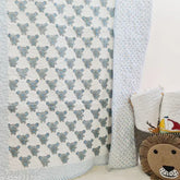 Assorted vibrant hand block print quilted mulmul cotton bedcover for kids, ideal for crib (45x165 cm), organic surgical cotton filling