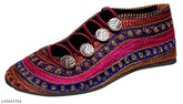 Synthetic ethnic bellies, woven design flat boots for traditional women, comfortable daily use in various sizes (IND-3, IND-4, IND-5, IND-6, IND-7, IND-8). Made in India