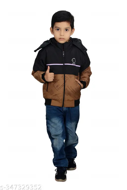 Polyester, colorblocked kids' hoodie. Boys jacket for casual wear in 3-4, 4-5, or 5-6 years size. Made in India