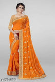 Embroidered Georgette saree with separate dupion silk blouse, Indian mirror trend fashion