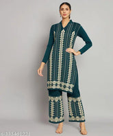 Multicolor A-line Vneck Wool Kurta & Palazzos Set, trendy women's fashion from BLUSHH COLLECTION