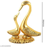 Metal Swan pair showpiece, golden-colored, handicraft artifact for home decoration, 12.5*8*13.5 cm size