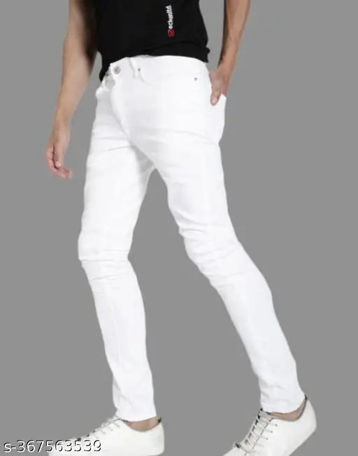 Plain white denim jeans by MOD MEN, size 28/30/32/34/36 for men