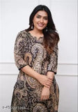 Cotton Cambric black Cary print kurta palazzo set with lace detailing, India