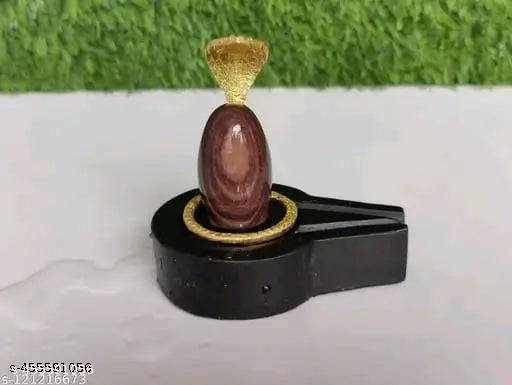 Marble Narmadeshwar Shivling with Yoni Base - Ideal for home temple or festive gift, 3x3x2 inch, pure and solid built, Shiva Lingam from India