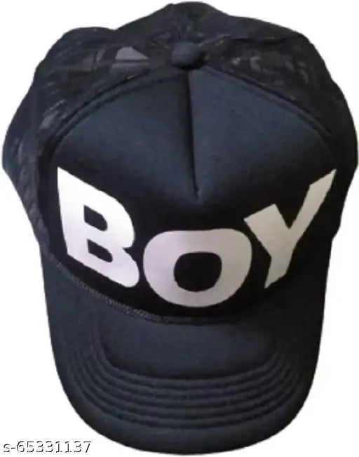 Black cotton printed baseball cap with half net design, name "Half net boy" on a onesize cap originating from India