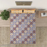 Mosaic printed multicolour 100% cotton flat sheets, ethnic motifs for summer adult use. 2 pillow covers included, 200 thread count