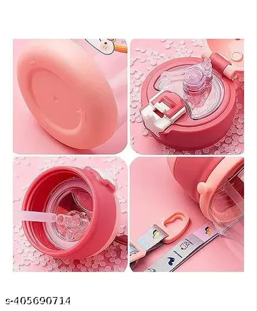 Multi-colored cartoon deer horn shaped sipper water bottle for kids (600ml), leak proof, plastic material, ideal for children's drinks