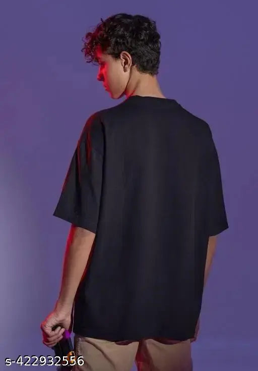 MeMom Oversized Cotton Blend T-Shirt for Men - Calm Down print, three-quarter sleeves, available in various soothing colors, perfect for casual wear