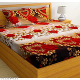 Glace cotton, 3D printed, superfine king size double bed sheets combo pack (2 bedsheets & 4 pillow covers), ideal for adults. Set on display