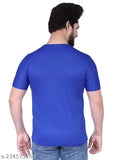 Men's polyester half sleeve casual round neck t-shirt, solid color, M, L, XL - clothing item on hanger, India origin