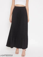 Polyester flared maxi skirt with accordion pleats and elastic waistband, solid net fabric, perfect for partywear occasions