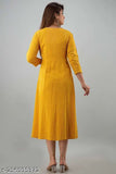 Yellow rayon anarkali for women, three-quarter sleeves, printed combo, Indian traditional wear