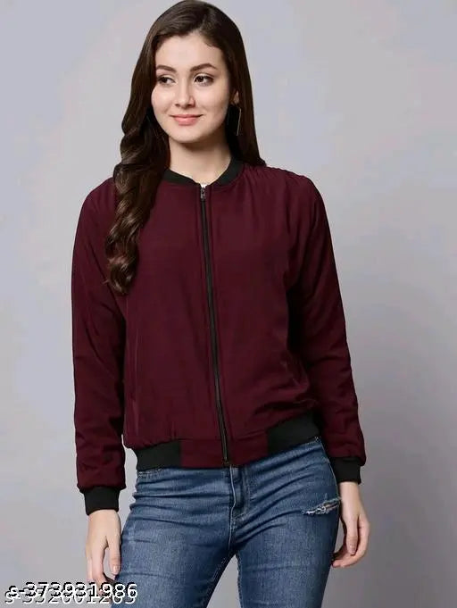 Cotton blend solid RiveNSLycra jacket, long sleeves, sizes S-XL for women