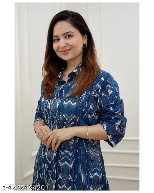 Rayon printed combo coord set, three-quarter sleeves, suitable for all age women in S, M, L, XL on fashion rack