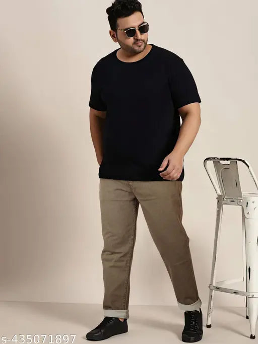 Plus size men's denim beige stretchable jeans by RIGBONE, suitable for all sizes from 36 to 48, made in India