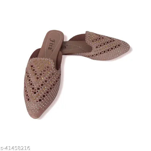 Pink synthetic ballerinas, stylish fashion with Swarovski beads and lightweight sole