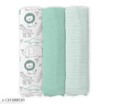 Green zoo striped organic cotton swaddler for newborn babies (Pack of 3) - Soft, lightweight, and multipurpose