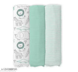 Green zoo striped organic cotton swaddler for newborn babies (Pack of 3) - Soft, lightweight, and multipurpose
