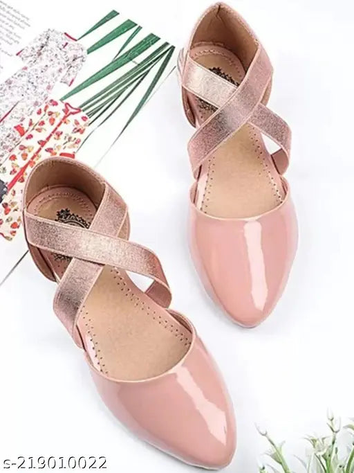 Synthetic pink bellies, slip-on ballerinas by Stylestry for comfortable, stylish wear, Indian origin